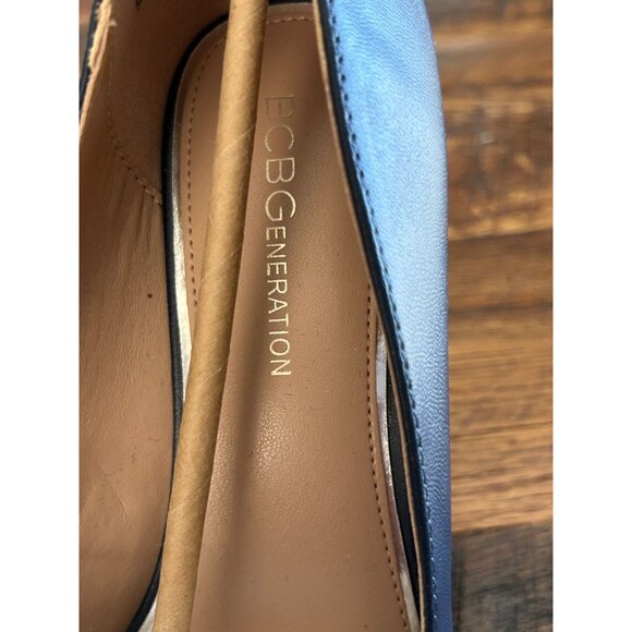 BCBG Generation Womens 7.5M Blue Leather Studded Pointed Toe Stilettos - Picture 5 of 8